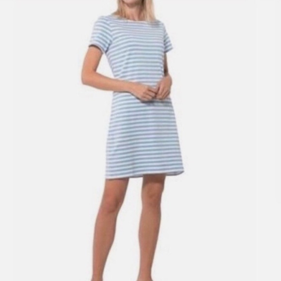 Sail To Sable T-Shirt Dress Blue White Stripes M Nautical Coastal Lightweight - Picture 1 of 9